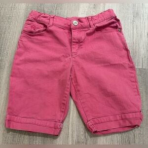 Gymboree Pink Denim Long Cuffed Shorts w/Adjustable Waist. Size 10. Bow detail.